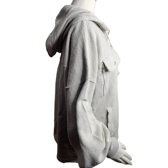 Free People Britney Cardi Jacket Hooded Sweatshirt Zip Front Oatmeal Size M NWT - Picture 6 of 10